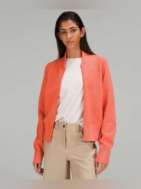 Lululemon Cotton-Blend Full-Zip Sweater Heathered Solar Orange M
